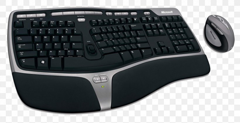 Computer Keyboard Computer Mouse Microsoft Natural Keyboard Ergonomic Keyboard, PNG, 2416x1247px, Computer Keyboard, Computer Component, Computer Hardware, Computer Mouse, Desktop Computers Download Free