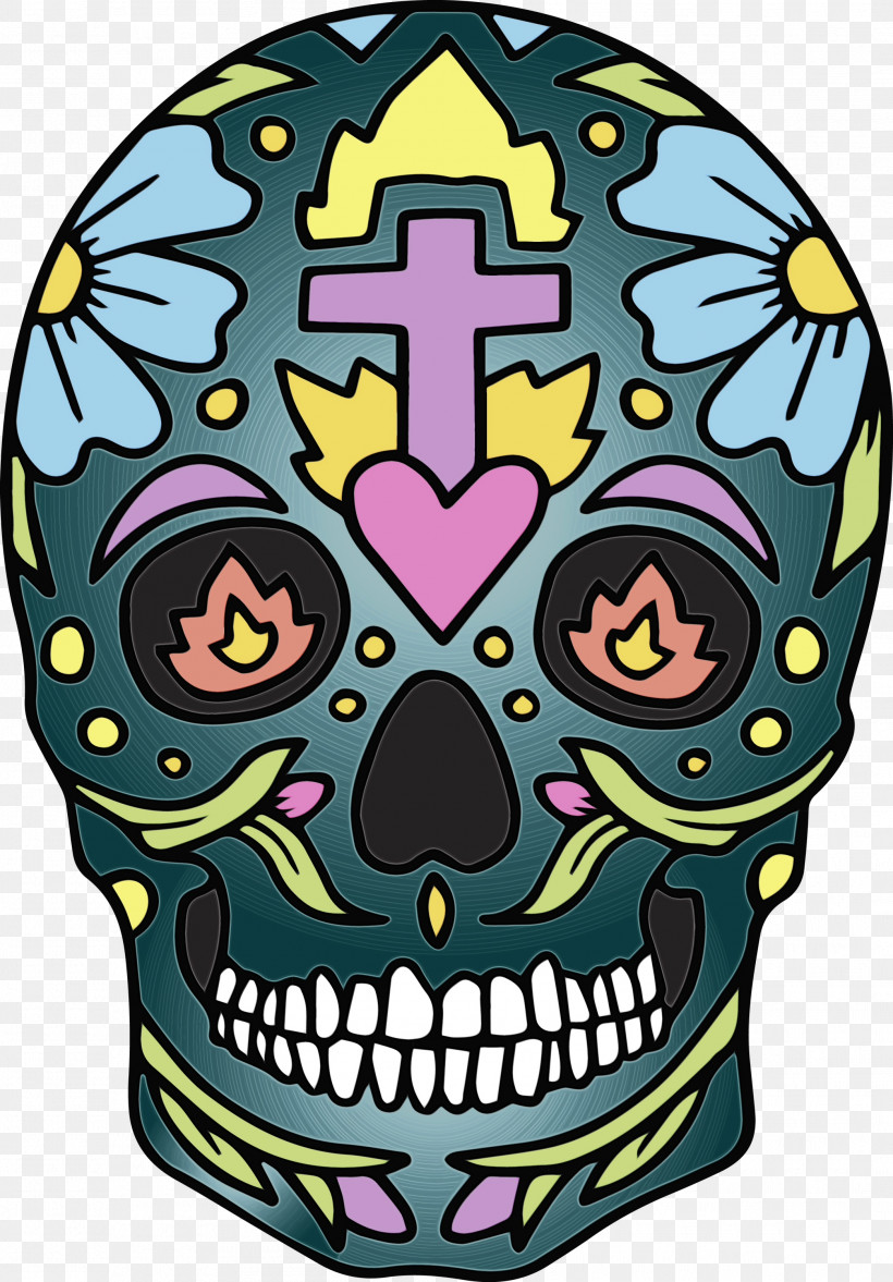 Headgear Purple Pattern, PNG, 2089x3000px, Skull, Cinco De Mayo, Headgear, Mexico, Paint Download Free