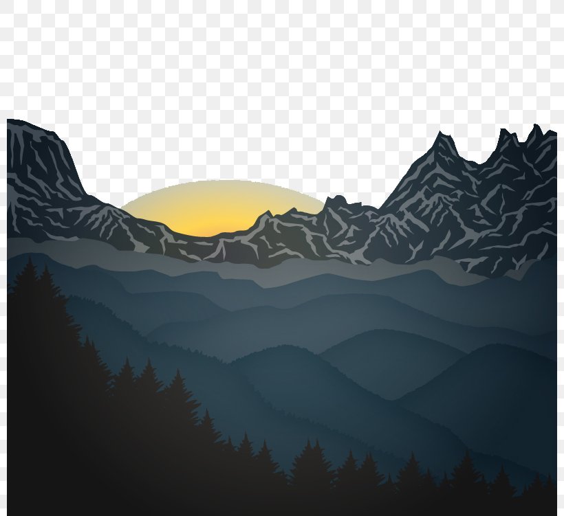 Sunrise Mountain Euclidean Vector, PNG, 800x751px, Sunrise Mountain, Daytime, Landscape, Mountain, Nature Download Free