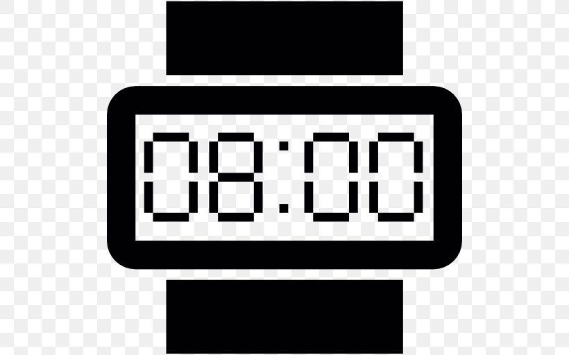 Digital Clock Watch Digital Data Timer, PNG, 512x512px, Digital Clock, Alarm Clocks, Area, Black, Black And White Download Free