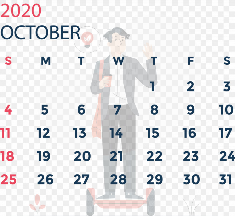 October 2020 Calendar October 2020 Printable Calendar, PNG, 3000x2760px, October 2020 Calendar, Area, Behavior, Calendar System, Clothing Download Free