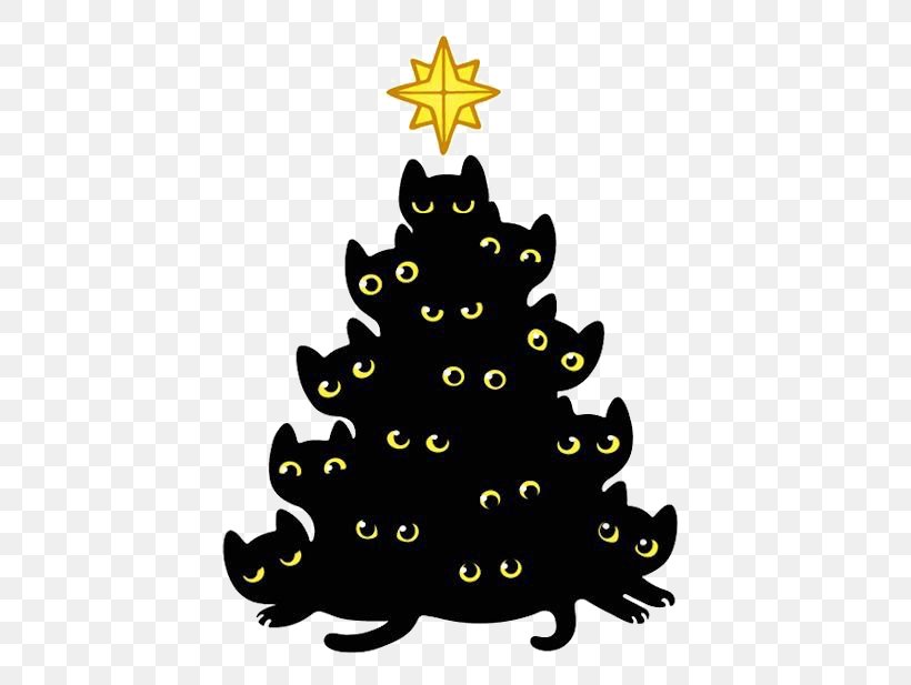 Black Cat Kitten Christmas Tree, PNG, 500x617px, Cat, Amphibian, Black Cat, Cat Tree, Christmas Download Free