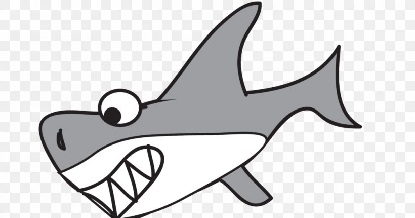 shark cartoon black and white