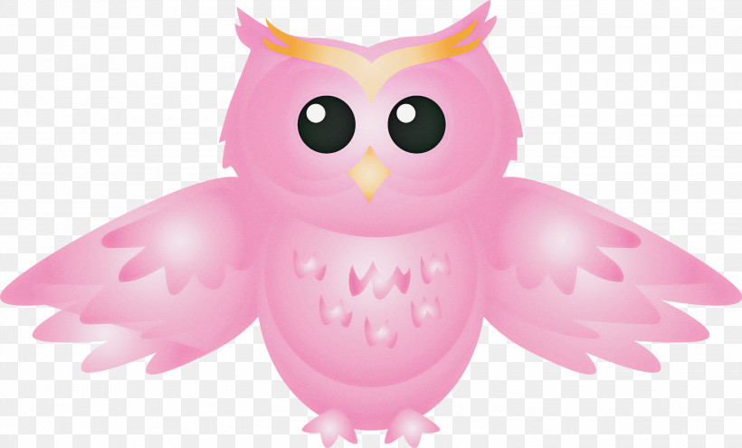 Owl Pink Bird White Bird Of Prey, PNG, 3000x1812px, Watercolor Owl, Animal Figure, Bird, Bird Of Prey, Cartoon Download Free