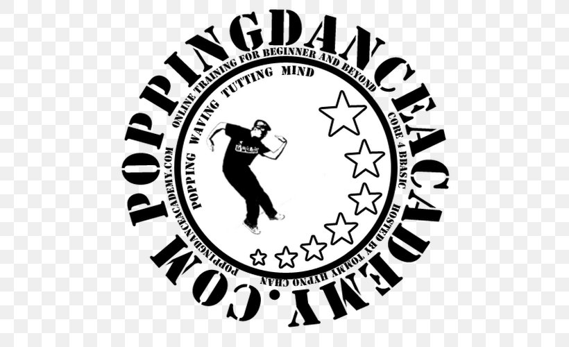 Logo Popping Dance Tutorial Lesson, PNG, 500x500px, Logo, Area, Black, Black And White, Brand Download Free