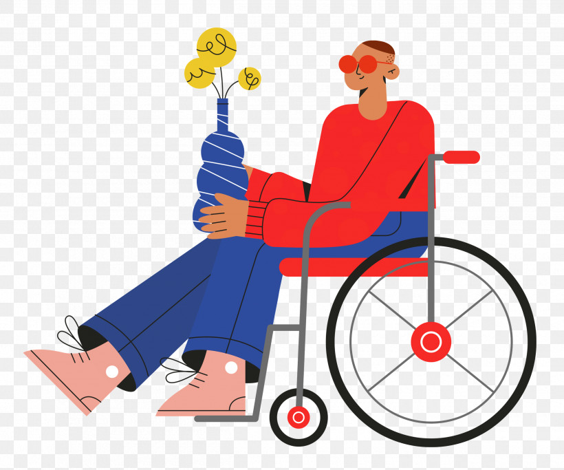 Sitting On Wheelchair Wheelchair Sitting, PNG, 2500x2085px, Wheelchair, Behavior, Cartoon, Geometry, Human Download Free