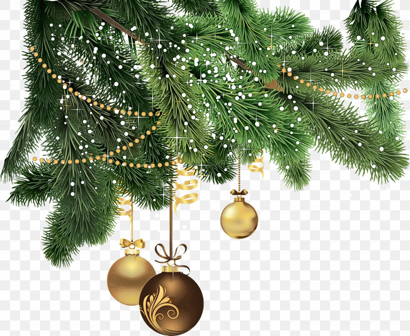 Christmas Tree, PNG, 3000x2455px, Watercolor, Branch, Christmas Decoration, Christmas Ornament, Christmas Tree Download Free