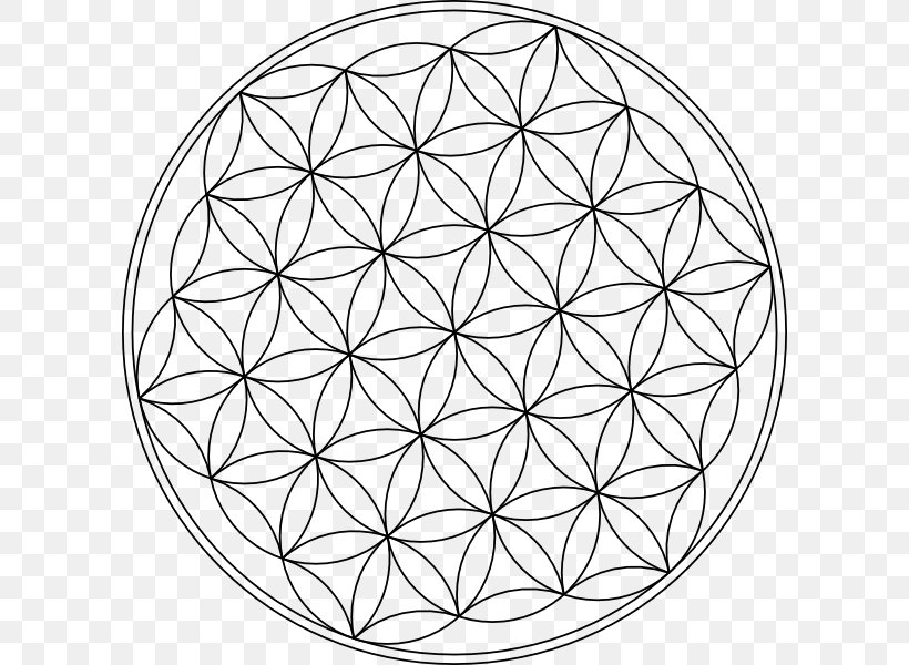 Overlapping Circles Grid Sacred Geometry Clip Art, PNG, 600x600px, Overlapping Circles Grid, Area, Black And White, Drawing, Geometry Download Free