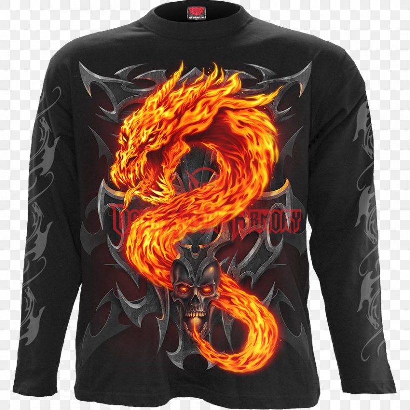 Long-sleeved T-shirt Hoodie Clothing, PNG, 850x850px, Tshirt, Bluza, Clothing, Clothing Accessories, Dragon Download Free