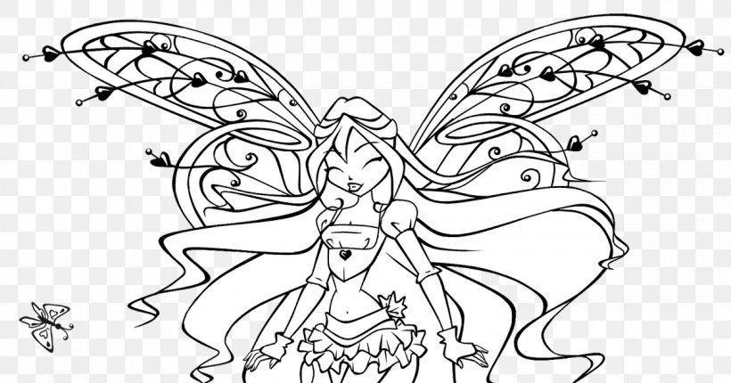 Bloom Drawing Coloring Book Line Art Painting, PNG, 1200x630px, Bloom, Adult, Artwork, Black And White, Butterfly Download Free