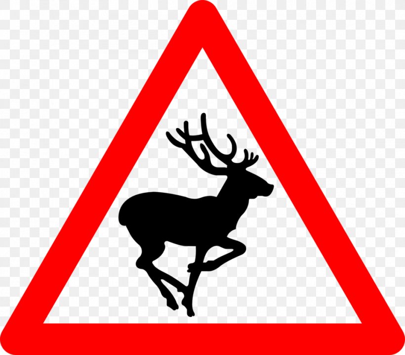 Deer Traffic Sign Warning Sign Clip Art, PNG, 958x840px, Deer, Antler, Area, Black And White, Brand Download Free
