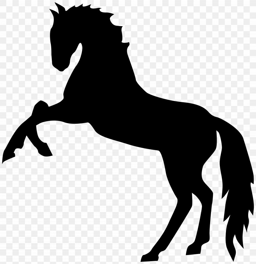 Mustang Stallion Rearing Clip Art, PNG, 7744x8000px, Mustang, Black And White, Bridle, Bronco, Colt Download Free