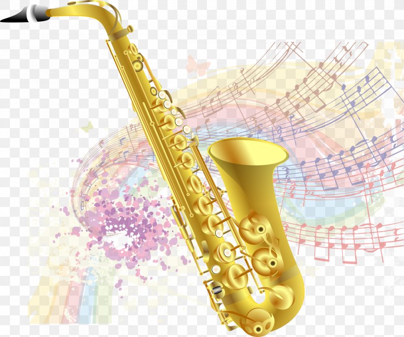 Saxophone Musical Instruments Woodwind Instrument Brass Instruments, PNG, 2400x2004px, Watercolor, Cartoon, Flower, Frame, Heart Download Free
