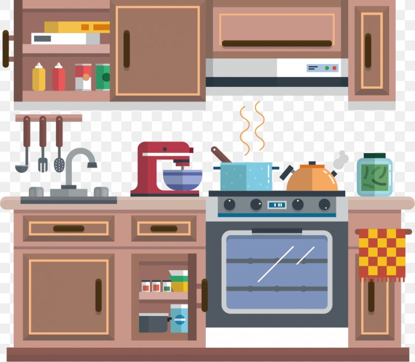 Kitchen Cartoon Images : Cartoon Kitchen Interior Furniture Items ...