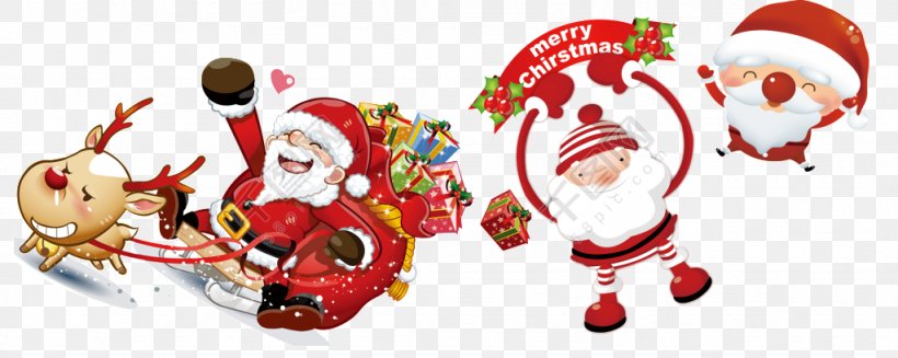 Santa Claus Christmas Day Christmas Gift Image, PNG, 1024x409px, Santa Claus, Cartoon, Christmas, Christmas Day, Christmas Decoration Download Free