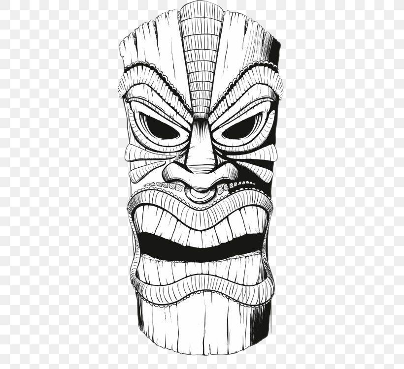 Tiki Polynesia T-shirt Drawing Mask, PNG, 341x750px, Tiki, Black And White, Bone, Coloring Book, Drawing Download Free