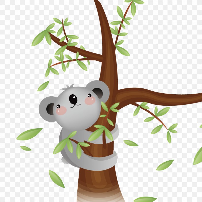 Koala Illustration, PNG, 1000x1000px, Koala, Antler, Branch, Cartoon, Child Download Free
