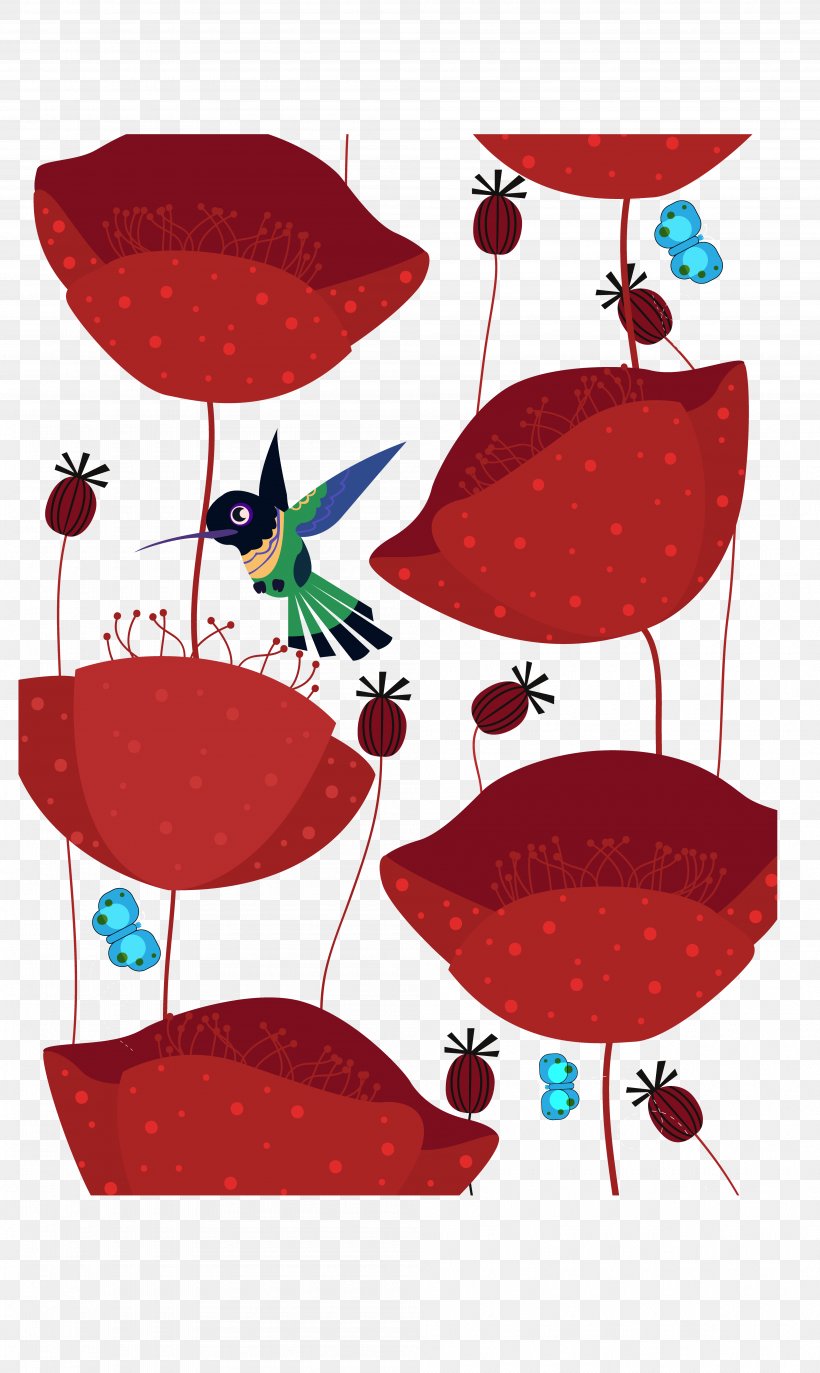 Red Flower Illustration, PNG, 3995x6692px, Butterfly, Art, Chair, Clip Art, Flower Download Free