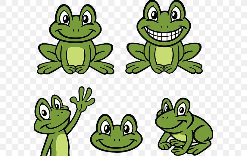 Frog Cartoon Clip Art, PNG, 596x519px, Frog, Amphibian, Artwork, Cartoon, Grass Download Free