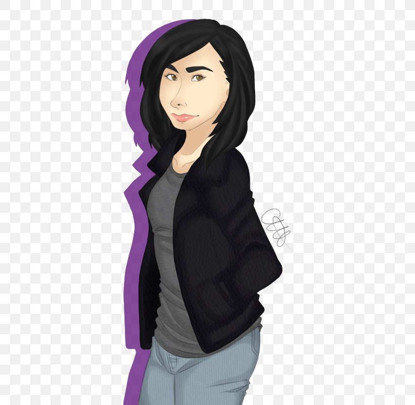 Black Hair Jacket Purple Brown Hair, PNG, 500x800px, Watercolor, Cartoon, Flower, Frame, Heart Download Free