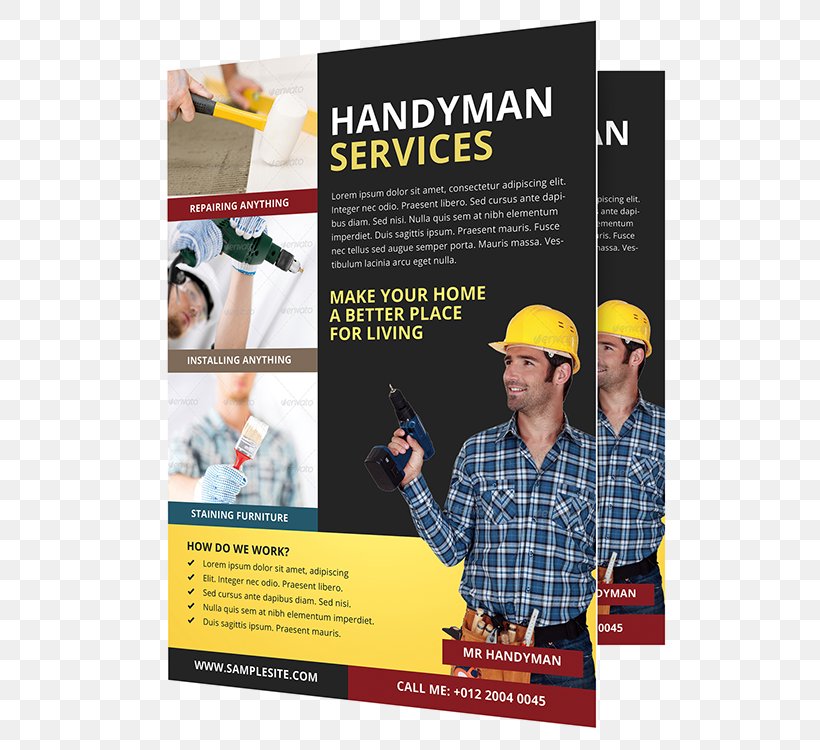 Flyer Handyman Plumbing Advertising Template, PNG, 600x750px, Flyer, Advertising, Brand, Brochure, Handyman Download Free