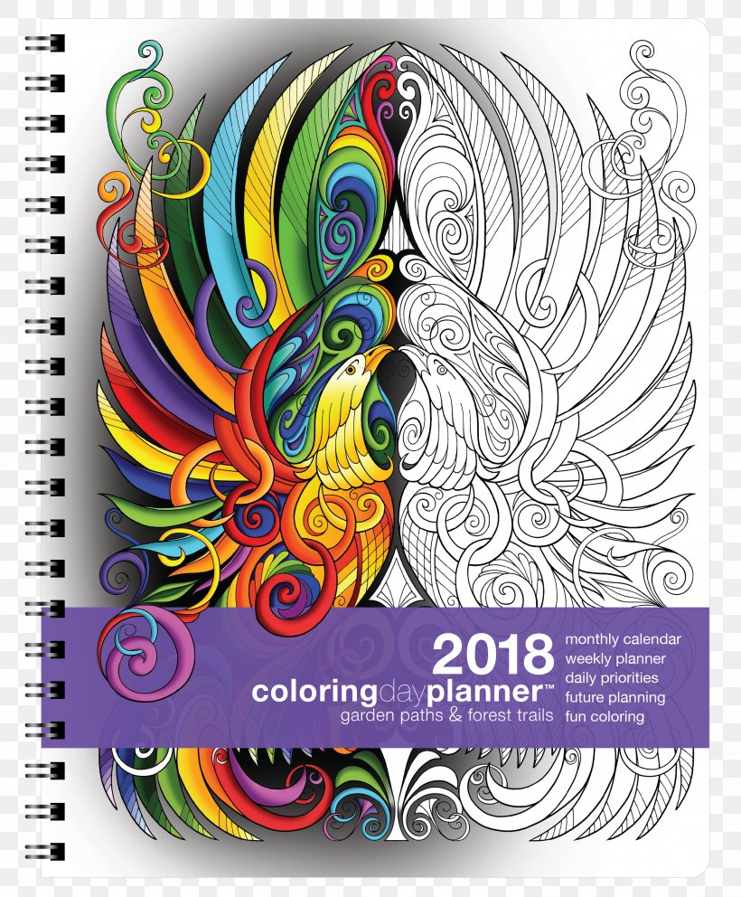 Coloring Book Personal Organizer Color The Psalms Calendar, PNG, 2850x3450px, Watercolor, Cartoon, Flower, Frame, Heart Download Free