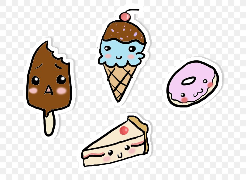 Ice Cream Cones Sticker Kavaii Clip Art, PNG, 800x600px, Watercolor, Cartoon, Flower, Frame, Heart Download Free