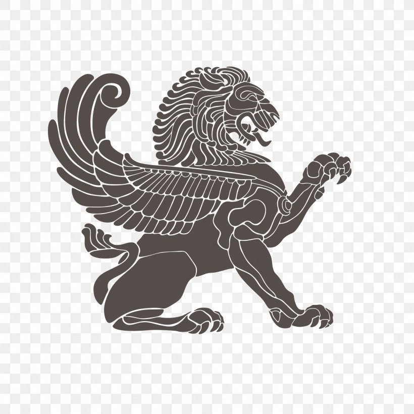 Winged Lion, PNG, 2126x2126px, Lion, Art, Big Cats, Black And White, Carnivoran Download Free