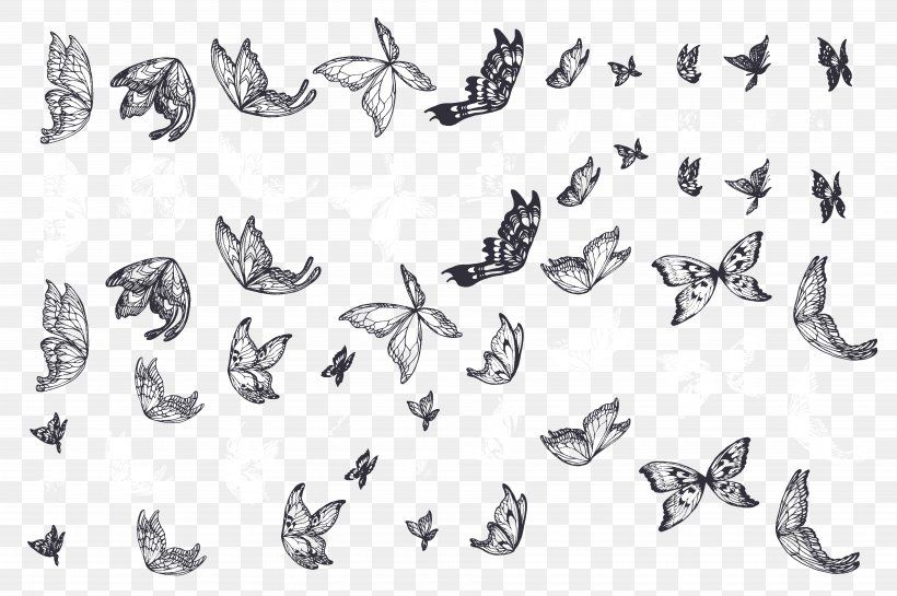 Butterfly Papillon Dog Euclidean Vector, PNG, 7250x4825px, Butterfly, Artwork, Automotive Design, Bird, Black And White Download Free