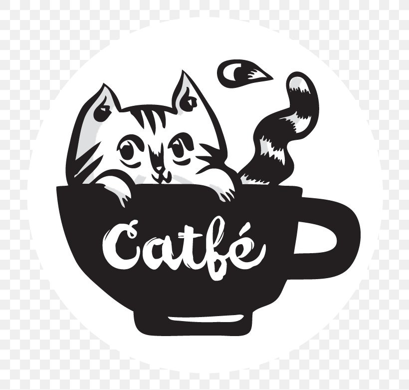 Cat Café Whiskers Cafe Catfe, PNG, 781x781px, Cat, Black, Black And White, Brand, Cafe Download Free
