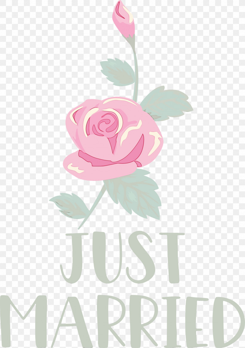 Garden Roses, PNG, 2113x3000px, Just Married, Floral Design, Flower, Garden Roses, Logo Download Free