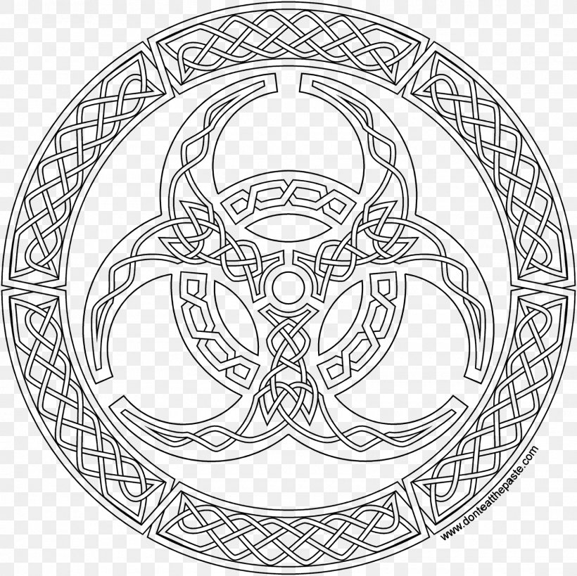 Coloring Book Biological Hazard Symbol Celtic Knot, PNG, 1600x1600px, Coloring Book, Adult, Area, Artwork, Bicycle Wheel Download Free
