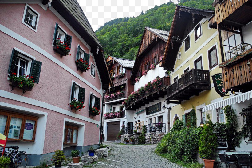 Hallstatt Salzburg Innsbruck Hall In Tirol Town, PNG, 820x546px, Hallstatt, Apartment, Austria, Building, City Download Free
