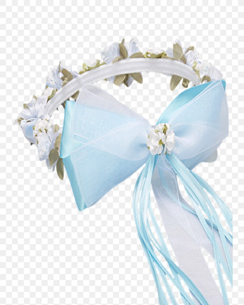 Blue Satin Ribbon Wreath Textile, PNG, 745x1024px, Blue, Aqua, Artificial Flower, Crown, Fashion Accessory Download Free