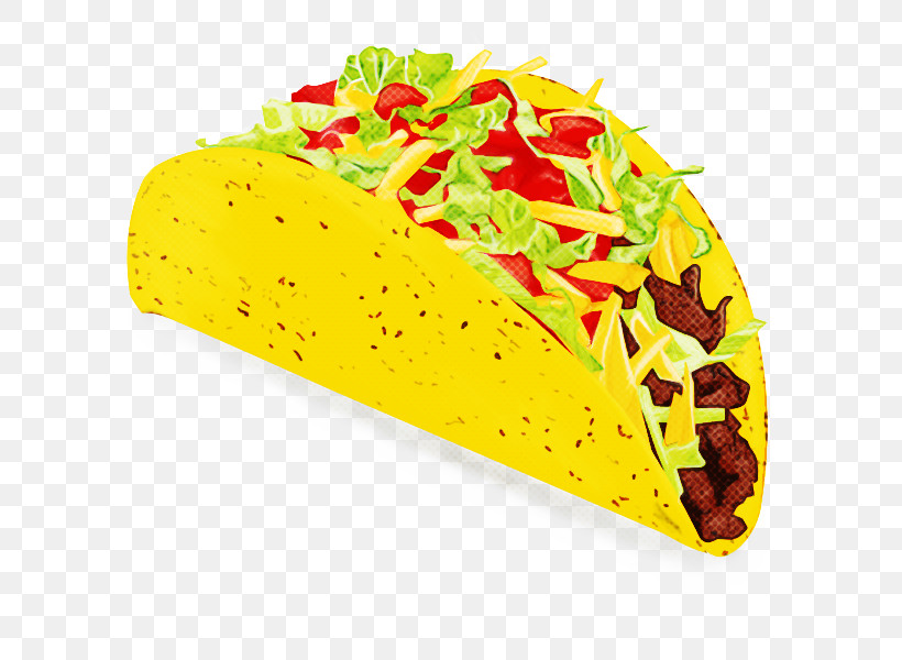 Yellow Taco Cuisine Dish Food, PNG, 600x600px, Yellow, American Food, Cuisine, Dish, Fast Food Download Free