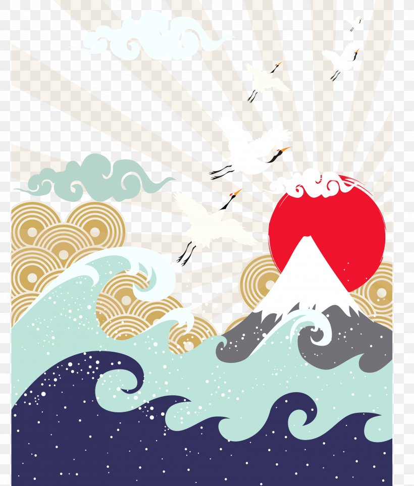 Japan Wave Illustration, PNG, 3846x4518px, Japan, Art, Drawing