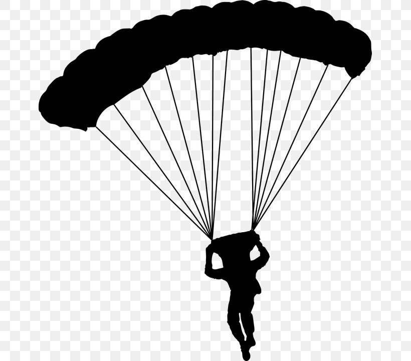 Parachute Parachuting Silhouette Paragliding Clip Art, PNG, 665x720px, Parachute, Air Sports, Black, Black And White, Monochrome Download Free
