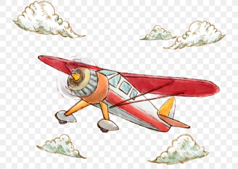 Airplane Watercolor Painting Illustration, PNG, 738x581px, Airplane, Aircraft, Art, Blue, Cartoon Download Free