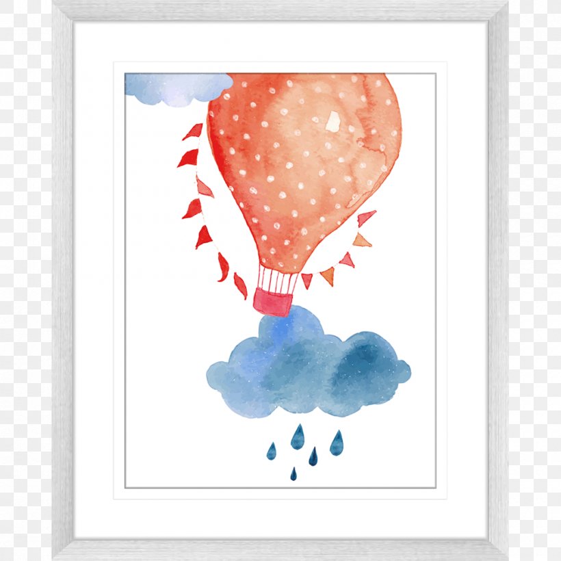 Hot Air Balloon Watercolor Painting Drawing, PNG, 1000x1000px, Watercolor, Cartoon, Flower, Frame, Heart Download Free