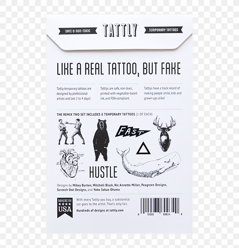 Tattly Tattoo Paper Remix Exit9 Gift Emporium NYC, PNG, 600x850px, Tattly, Area, Black, Black And White, Brand Download Free