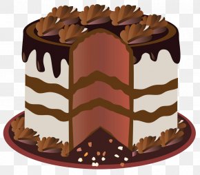 Piece of chocolate puff cake with icing on transparent background PNG -  Similar PNG