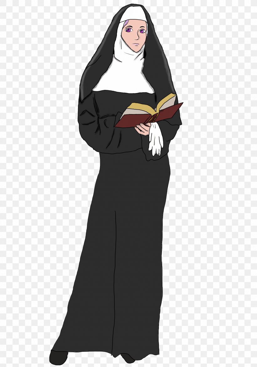 Robe Abbess Costume Illustration Cartoon, PNG, 1750x2500px, Robe, Abaya, Abbess, Black Hair, Cartoon Download Free