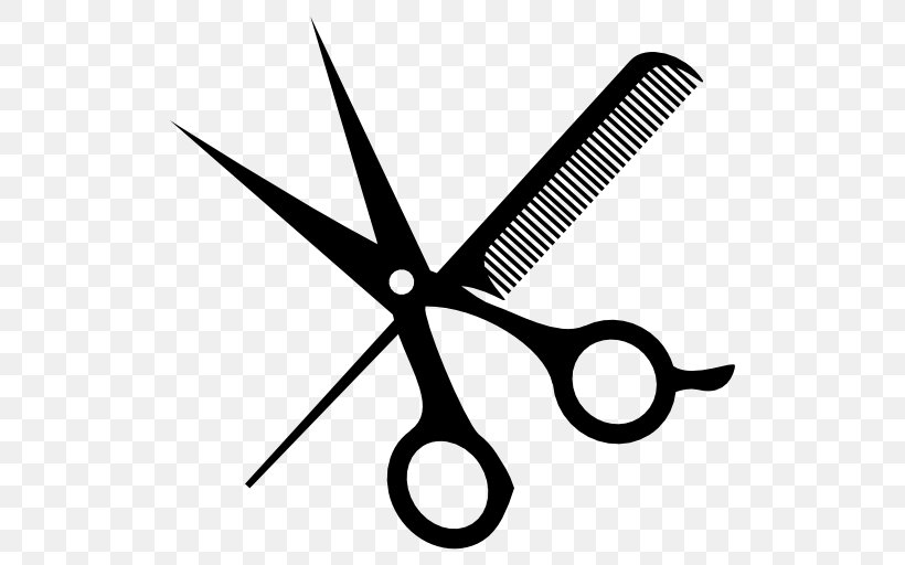 Comb Scissors Hairdresser Clip Art, PNG, 512x512px, Comb, Barber, Barbershop, Beauty Parlour, Black And White Download Free