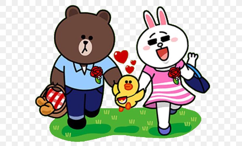 Line Friends Brown Bear Rabbit, PNG, 640x495px, Line Friends, Art, Artwork, Bear, Brown Bear Download Free