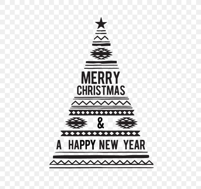 New Year's Day Christmas Tree Christmas Card Wish Clip Art, PNG, 564x772px, Christmas Tree, Black And White, Bombka, Brand, Christmas And Holiday Season Download Free