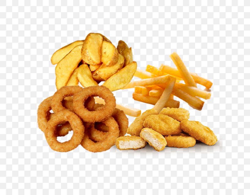 French Fries Chicken Nugget Onion Ring Junk Food Deep Frying, PNG, 640x640px, French Fries, American Food, Chicken, Chicken Nugget, Cuisine Download Free