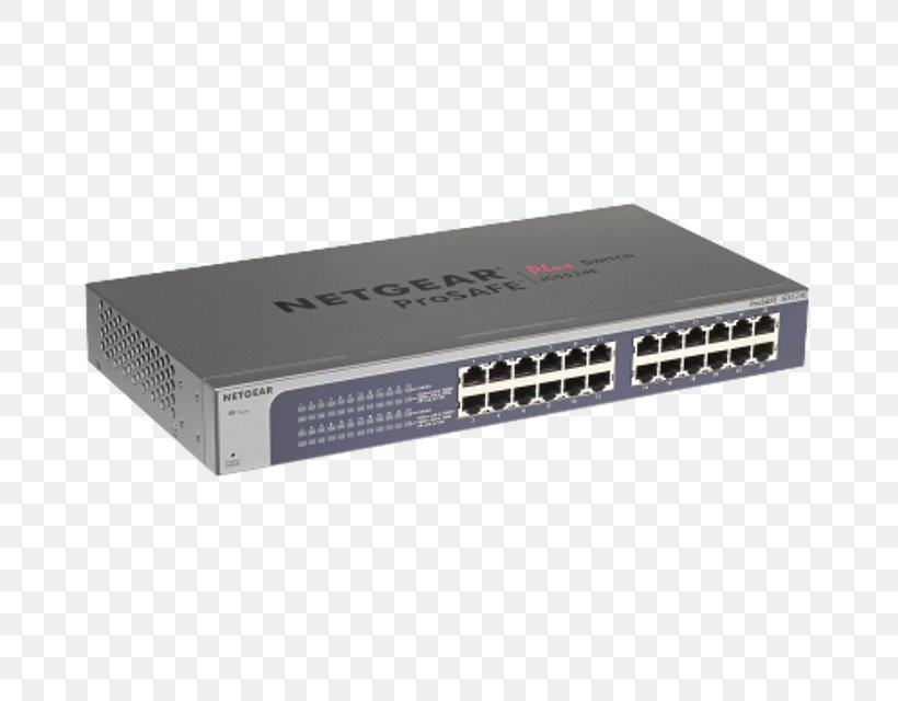 Network Switch Gigabit Ethernet Power Over Ethernet NETGEAR ProSafe Plus JGS524PE Switch, PNG, 800x640px, 19inch Rack, Network Switch, Computer Network, Electronic Component, Electronic Device Download Free