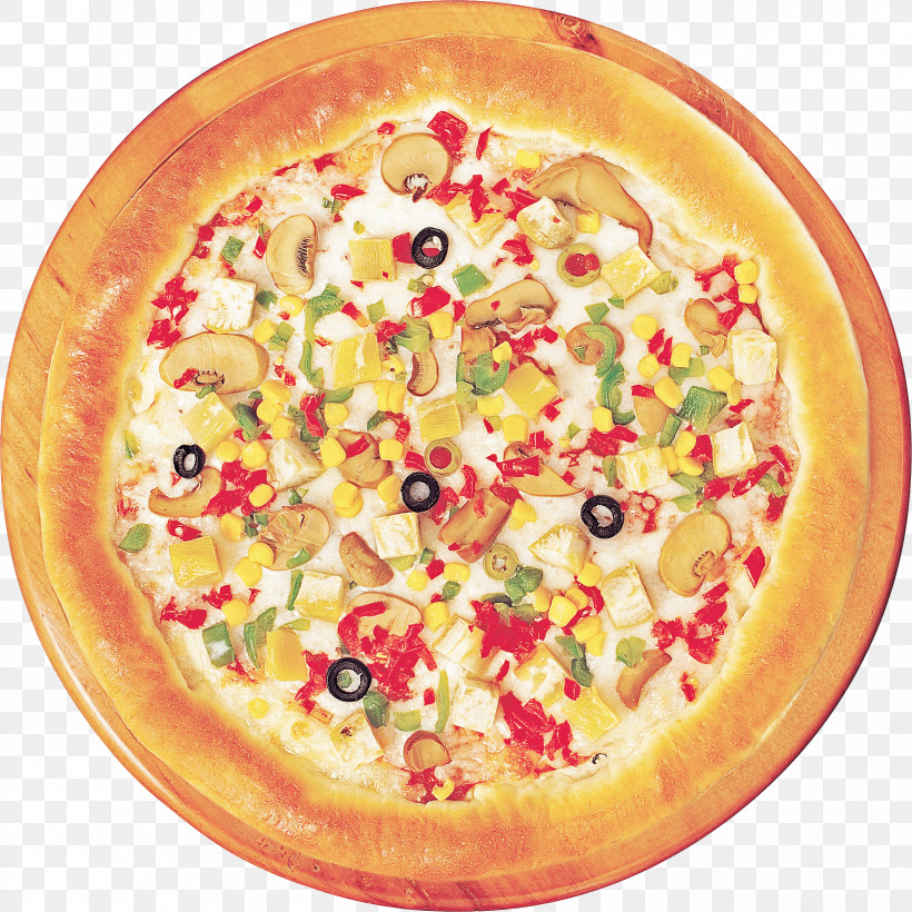 Food Pizza Dish Cuisine Pizza Cheese, PNG, 2422x2422px, Food, American Food, Baked Goods, Cuisine, Dessert Download Free