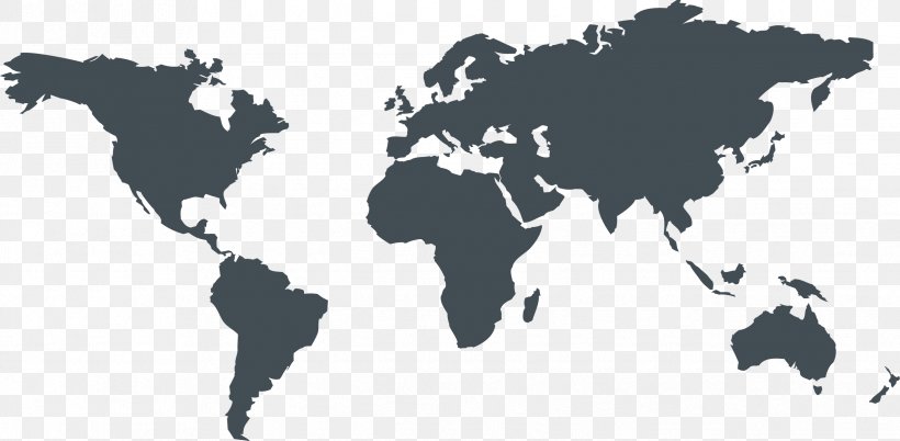 World Map Globe Vector Graphics, PNG, 2442x1200px, World, Black And White, Decal, Globe, Map Download Free