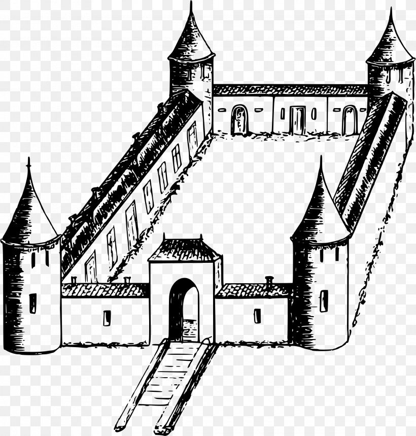 Fortification Castle Clip Art, PNG, 2290x2400px, Fortification, Almshouse, Area, Black And White, Building Download Free